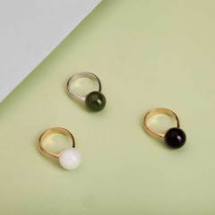 Кольцо Perlus. Темно - зеленый нефрит, серебро