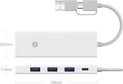 Двойной разветвитель-концентратор 4-в-1 Xiaomi, USB C-A, USB 3.0 OTG для Macbook