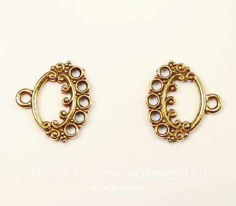 Коннектор (1-5) Quest Beads "Ажурный овал" (цвет-античное золото) 17х16 мм ()