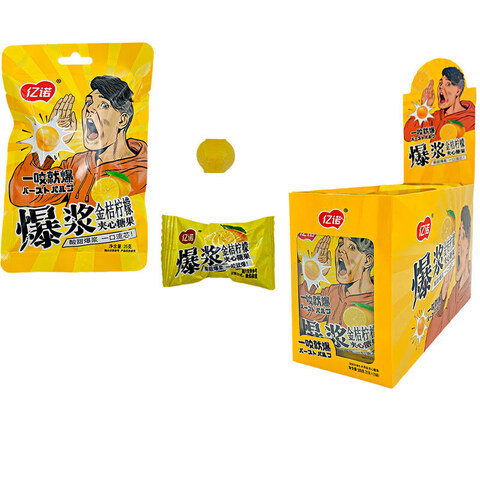 Конфеты взрывные с начинкой лимон Yinuo 1кор*12бл*20шт, 25гр