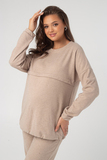 Спортивный костюм для беременных и кормящих 17468 бежевый меланж