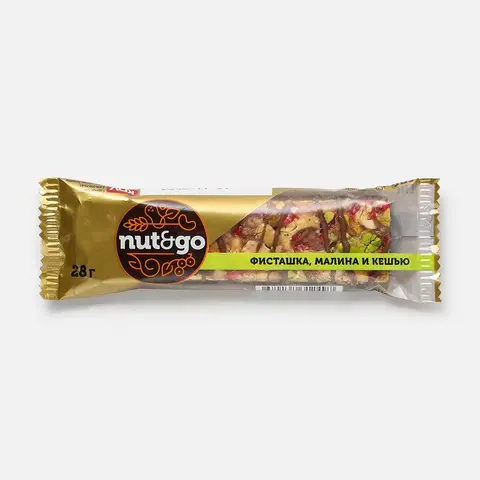 Батончик «Nut&Go» с фисташкой, малиной и кешью, 28 г