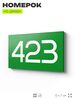 Номер на дверь 423, табличка на дверь для офиса, квартиры, кабинета, аудитории, склада, зеленая 120х70 мм, Айдентика Технолоджи