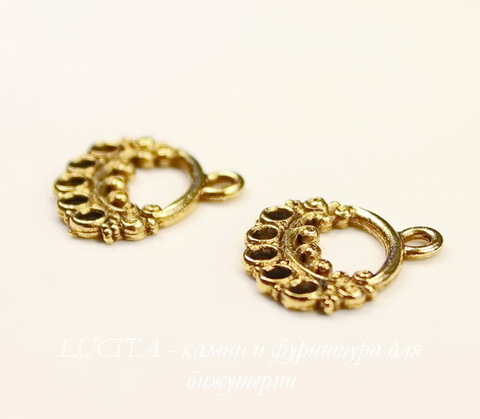 Коннектор (1-5) Quest Beads "Ажурный овал" (цвет-античное золото) 17х16 мм ()