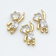 Подвеска Мишка (маленький!), позолота, фианиты, размер 12*6 мм, цена за 1 шт