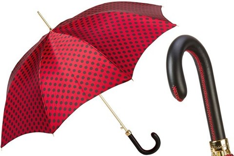 Зонт-трость Pasotti - Red Umbrella Black Dots, Италия.
