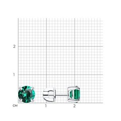 94020531 - Серьги-пусеты из серебра с изумрудными фианитами
