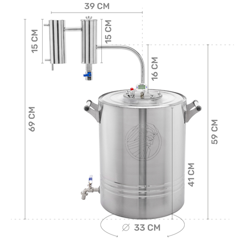 Самогонный аппарат со змеевиком и сухопарником Классик, 35 л