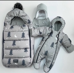 Зимний комплект на выписку "Пушинка принт" (model.5)