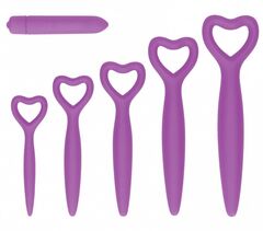 Набор фиолетовых вагинальных расширителей с вибропулей Silicone Vaginal Dilator Set - 