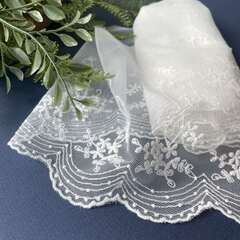 Кружево широкое, белое ажурное, для рукоделия, ширина 15 см, длина 2 м