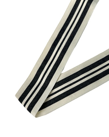 Репсовая лента в полоску, цвет: молочный/чёрный, ширина: 30 мм