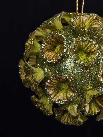 Елочная игрушка Цветочный шар 11см ChristmasDeLuxe зеленый