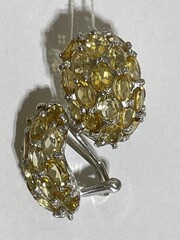 Цитрин микс (серьги из серебра)