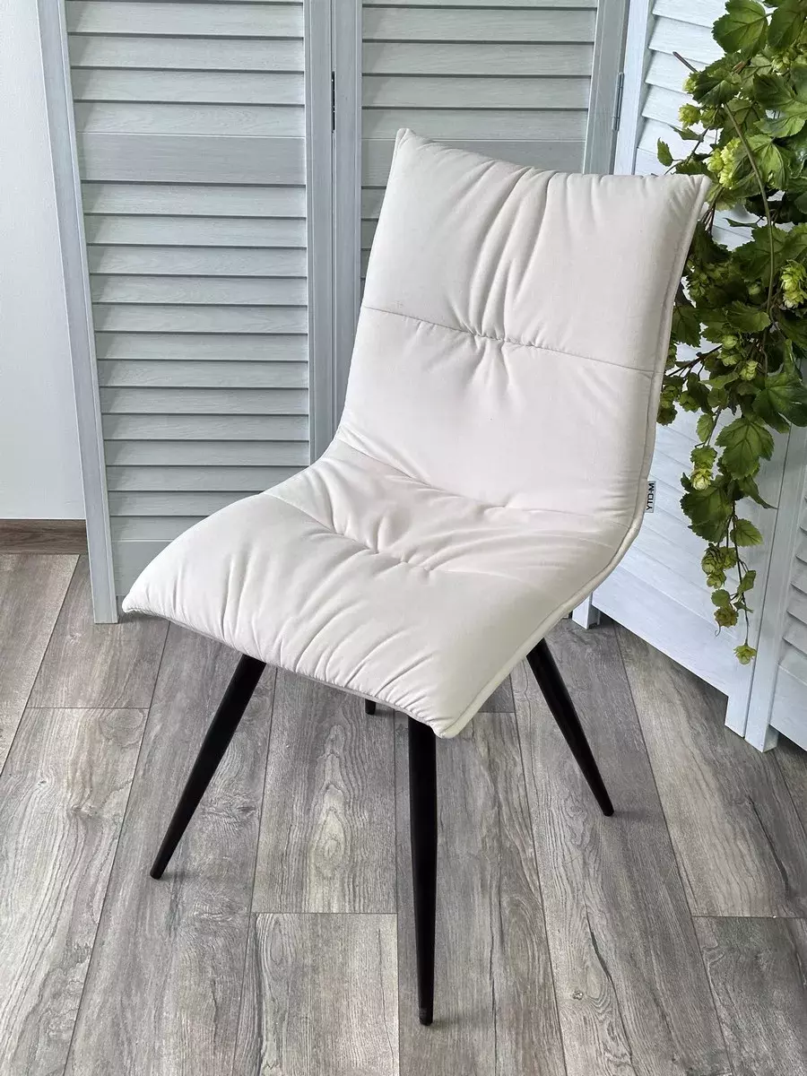 Стул CIRA VT7002-2 Белый, без пальчиковый велюр/ черный каркас М-City