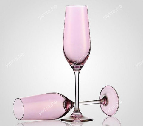 Бокал стеклянный для Шампанского - Розовый - купить