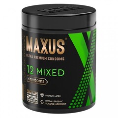 Презервативы гладкие, тонкие и с текстурой MAXUS Mixed X-Edition, микс 3 видов, 12 шт.