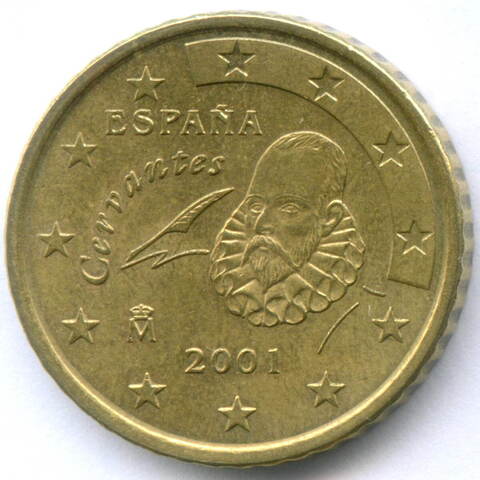 50 евроцентов 2001 год. Испания. Регулярный выпуск. Тип 1. Нордик XF+