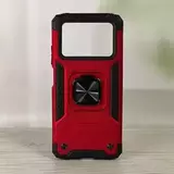 Противоударный чехол Strong Armour Case с кольцом для Poco M4 Pro (Красный)