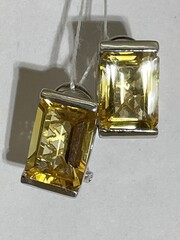 Цитрин микс (серьги из серебра)