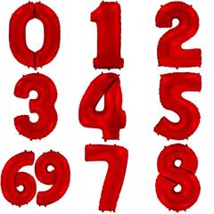 Фольгированные цифры 102 см с гелием (красный - металлик)