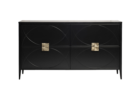 Комод с ящиками 90x40x160см Garda Decor черный с золотой фурнитурой