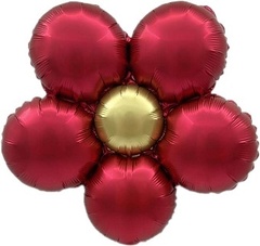К Мини-фигура, Цветок, Ромашка, Сатин Красный, 18''/46 см, 5 шт. (под воздух)