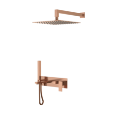 Boheme 474-CB Смеситель встроенный + верхний+ ручной душ QUBIC Copper Brushed фото