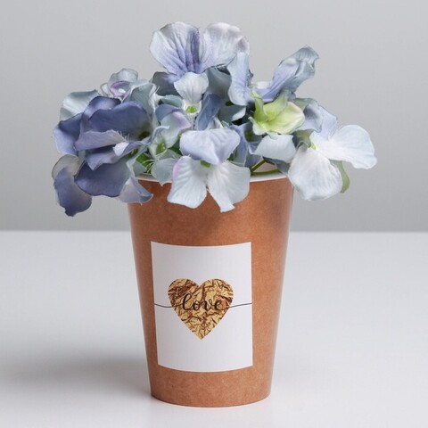 Стаканчик для цветов крафт, Love/Любовь, Сердце, 350 мл, 10 шт.