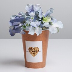 Стаканчик для цветов крафт, Love/Любовь, Сердце, 350 мл, 10 шт.