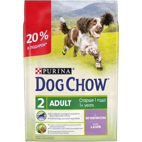 ПРОМО! Purina Dog Chow сухой корм для взрослых собак (ягненок) 2+0,5 кг