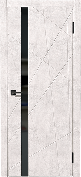 Дверь межкомнатная Дубрава Сибирь Бухта Коралл, цвет светлый бетон, пленка ПВХ, стекло черное