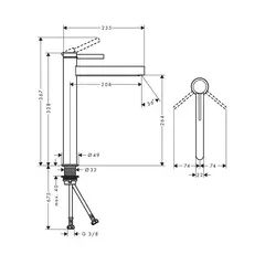 Смеситель для раковины с донным клапаном, черный Hansgrohe Finoris 76070670