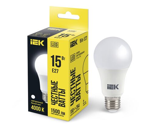 Лампа LED A60 груша 15Вт 230В 4000К E27 IEK
