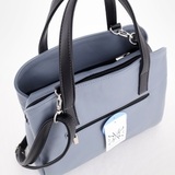 Сумка Саломея 166 гладкий серо-голубой + черный