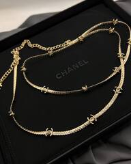 Колье цепочка длинная с логотипами CHANEL