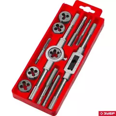 ЗУБР 20 предм., сталь 9ХС, набор метчиков и плашек в пластиковом боксе (2810-H20)