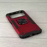 Противоударный чехол Strong Armour Case с кольцом для Poco M4 Pro (Красный)