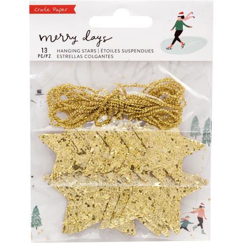 Украшения с глиттером  Merry Days Hanging Stars 12 шт