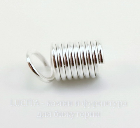 Пружинка для шнура 3,5 мм, 9х5 мм (цвет - серебро), 10 штук