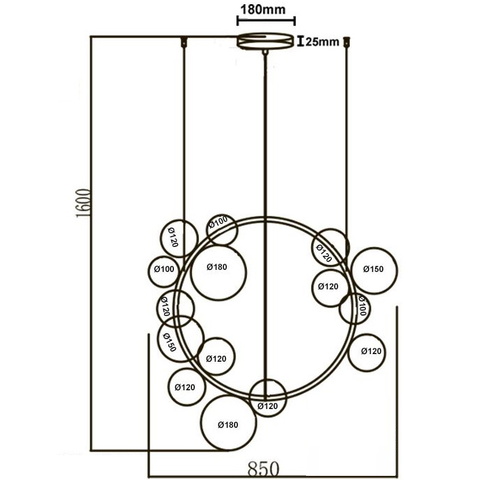 Подвесная люстра Crystal Lux AGATA SP15 V2 BLACK/TRANSPARENTE