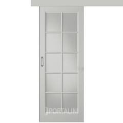 Купить Межкомнатная одностворчатая дверь купе эмаль VFD Glanta Cotton серая остеклённая