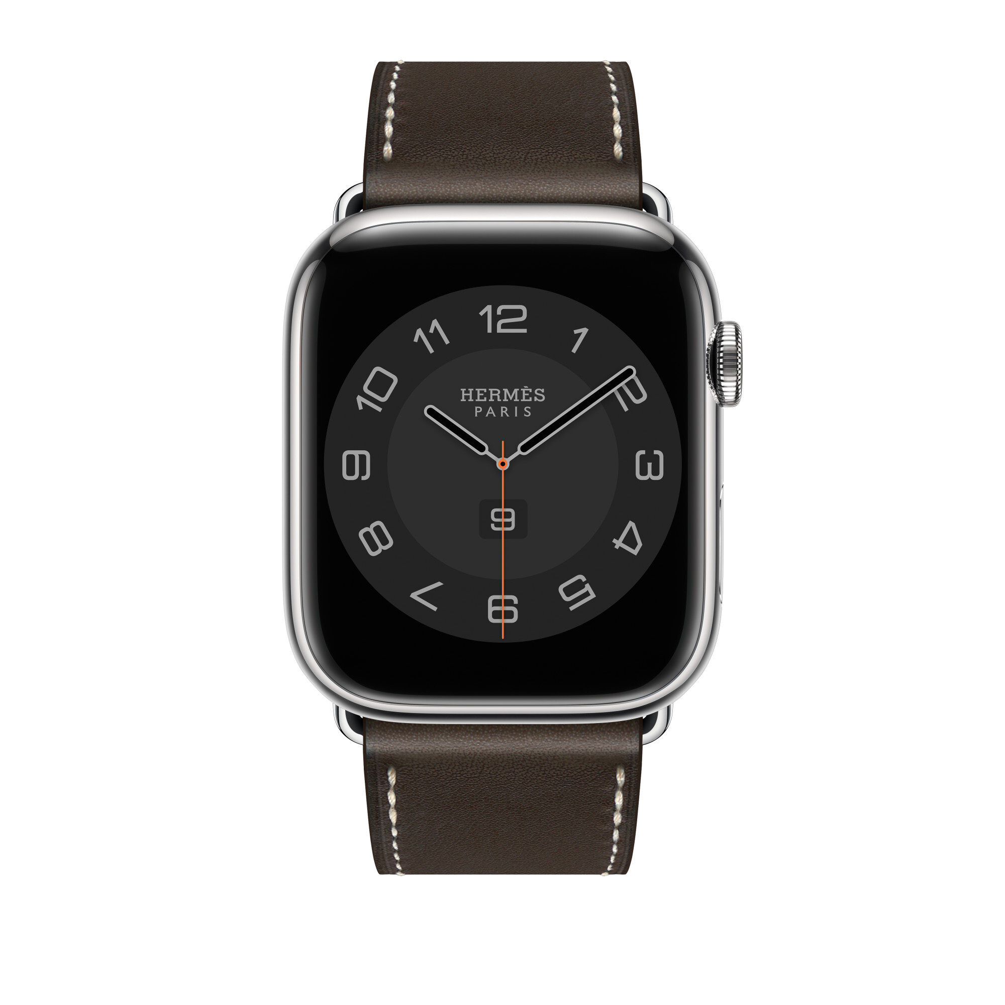 Apple Watch Hermès - 45mm Ebène Barénia Leather Single Tour Deployment ...