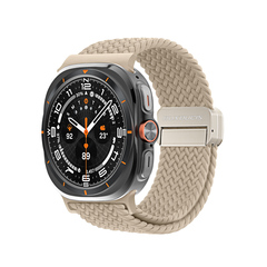 Эластичный ремешок серого цвета (Beige) от Dux Ducis для смарт часов Samsung Watch Ultra 47MM, серия Strap (Mixture Pro Series)