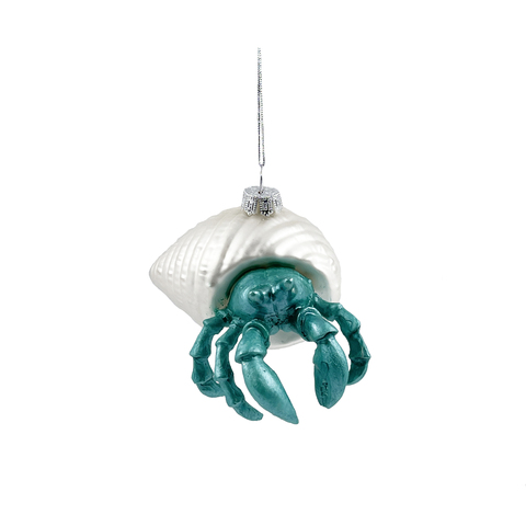 Набор елочных игрушек 6шт 10см ChristmasDeLuxe Краб-отшельник бело-бирюзовый