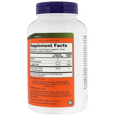 Now Foods, Сертифицированный органический инулин, пребиотик в чистом порошке, 227 г