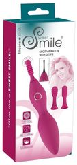 Ярко-розовый клиторальный вибратор с 3 насадками Spot Vibrator with 3 Tips - 17,9 см. - 