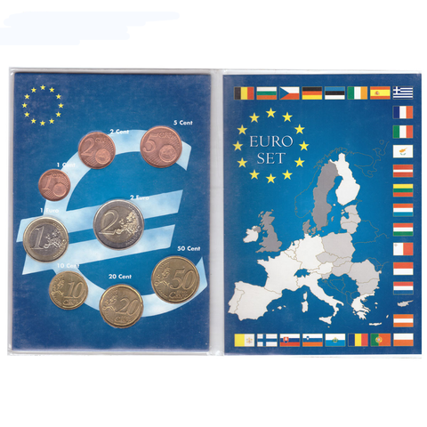 Набор монет 8 шт Кипр 2009 год (1, 2, 5, 10, 20 50 евроцентов; 1 и 2 евро). AUNC в буклете