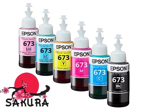 Комплект чернил Sakura (673 ) для Epson Inkjet Photo L800/L801/L810/L850, голубой, 70 мл., 5400 к.