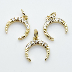 Подвеска Лунница, позолота, фианиты, размер 13*11 мм, цена за 1 шт